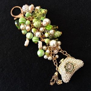 RARE Swarovski Enamel & Crystals Purse BAG CHARM!